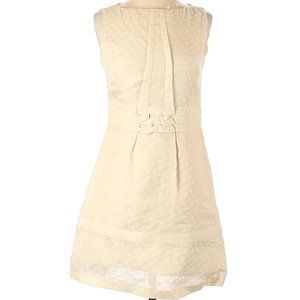 Leon Max Limited Edition Cream Polka Dot with Ruffle Waistline Dress sz 0 EUC